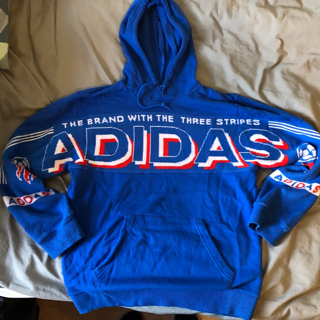 Adidas hoodie blå small