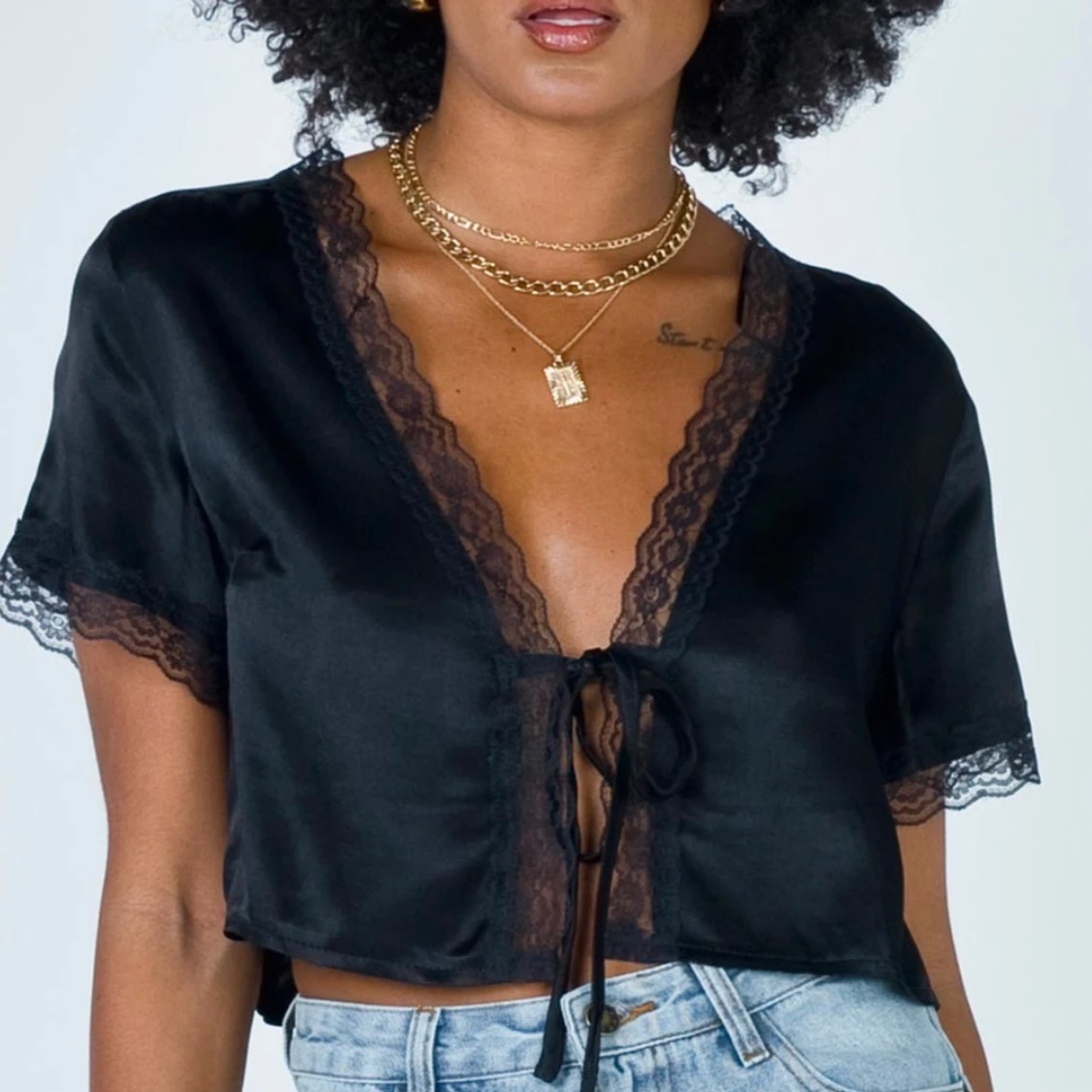 Topp/blus med knytning - 91