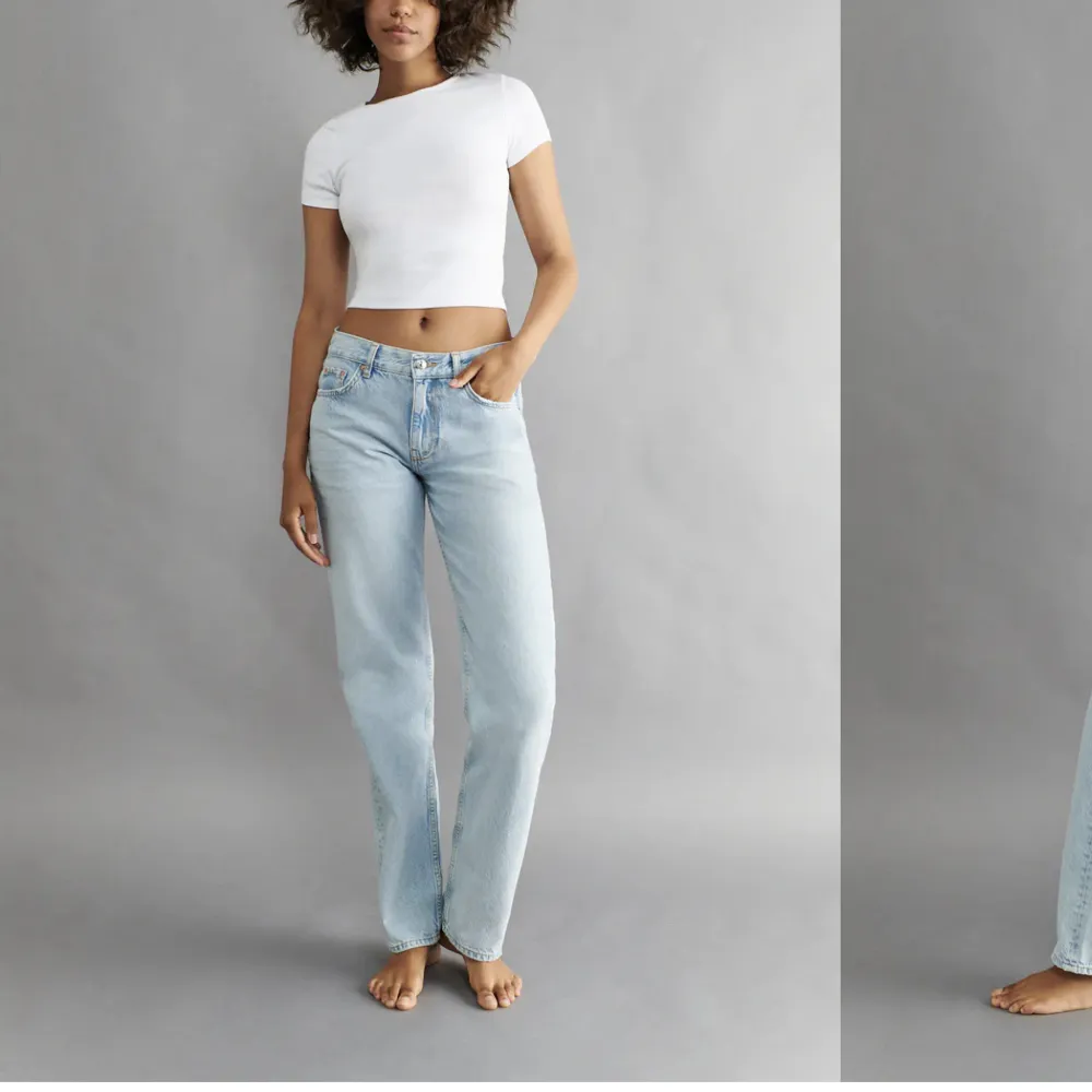 Säljer dessa jätte fina low waist jeans från Gina tricot då dem är stora för mig tyvärr, är 168 cm lång som referens och det är storlek m på dem, nypris 499kr . Jeans & Byxor.