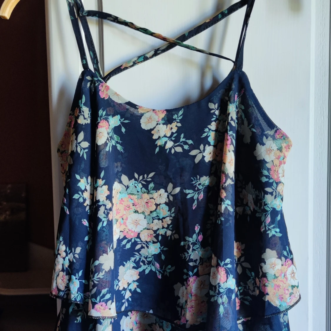 Söt blommig silke topp 