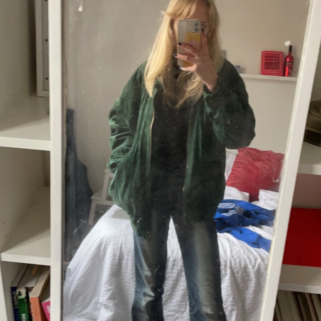 Grön vintage mockajacka  - 90