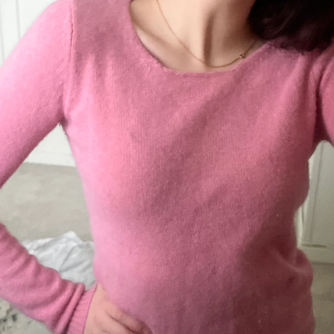 Rosa stickad mohair tröja  - 90