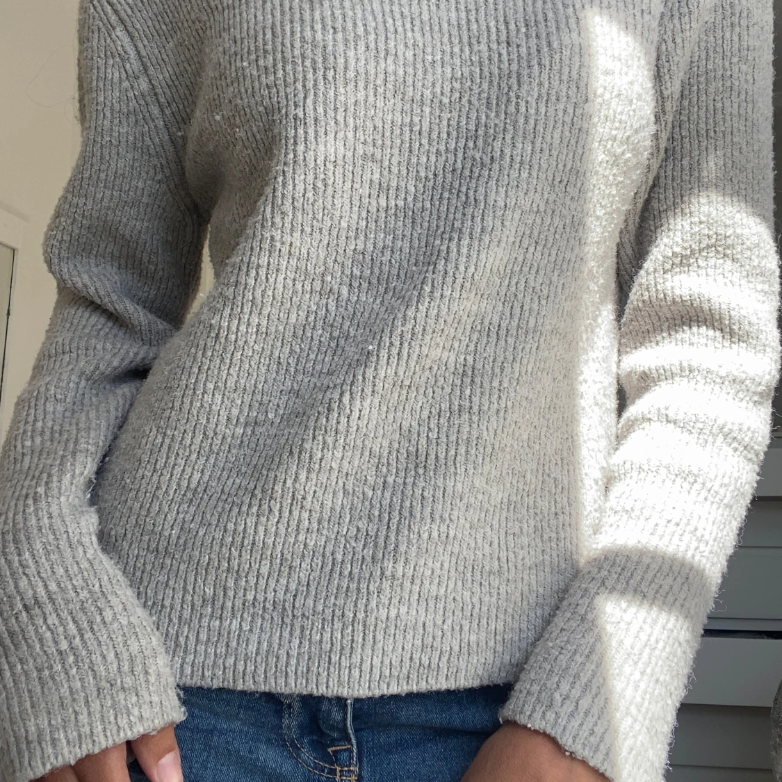 Stickad grå tröja den mango💗 - 90