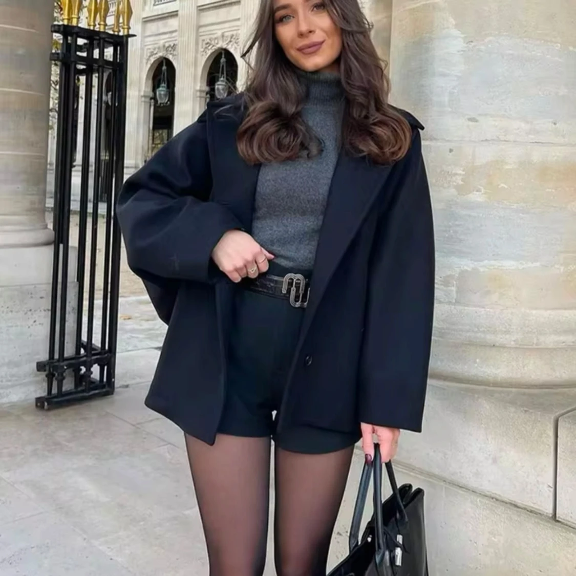 Svart oversized kappa - 91