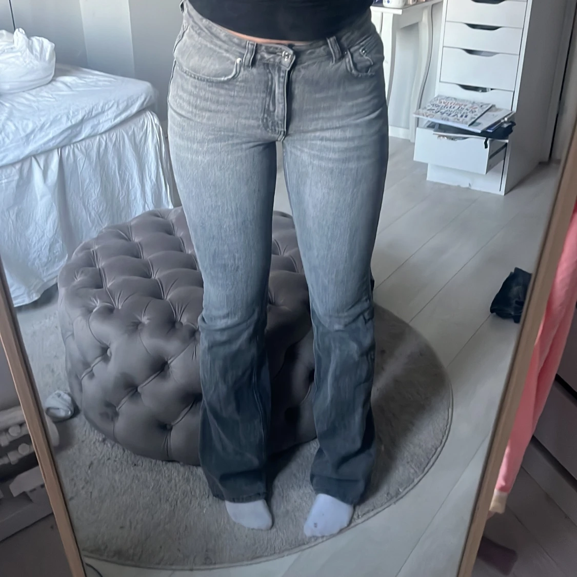 Gråa bootcut jeans