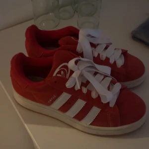 Adidas campus  - Nästan aldrig använda, färgen från skon har färgat av sig lite på snöret men det är lätt att byta, man får med det röda snöret också. Storlek 38.2/3