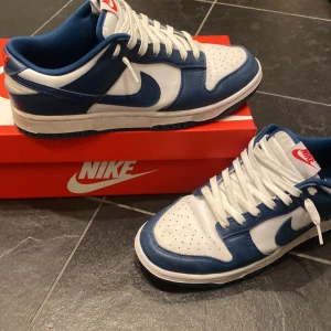 Nike Dunk i blått och vitt - Säljer mina Nike skor köpt för 1450kr bra skick tar pris förslag!!