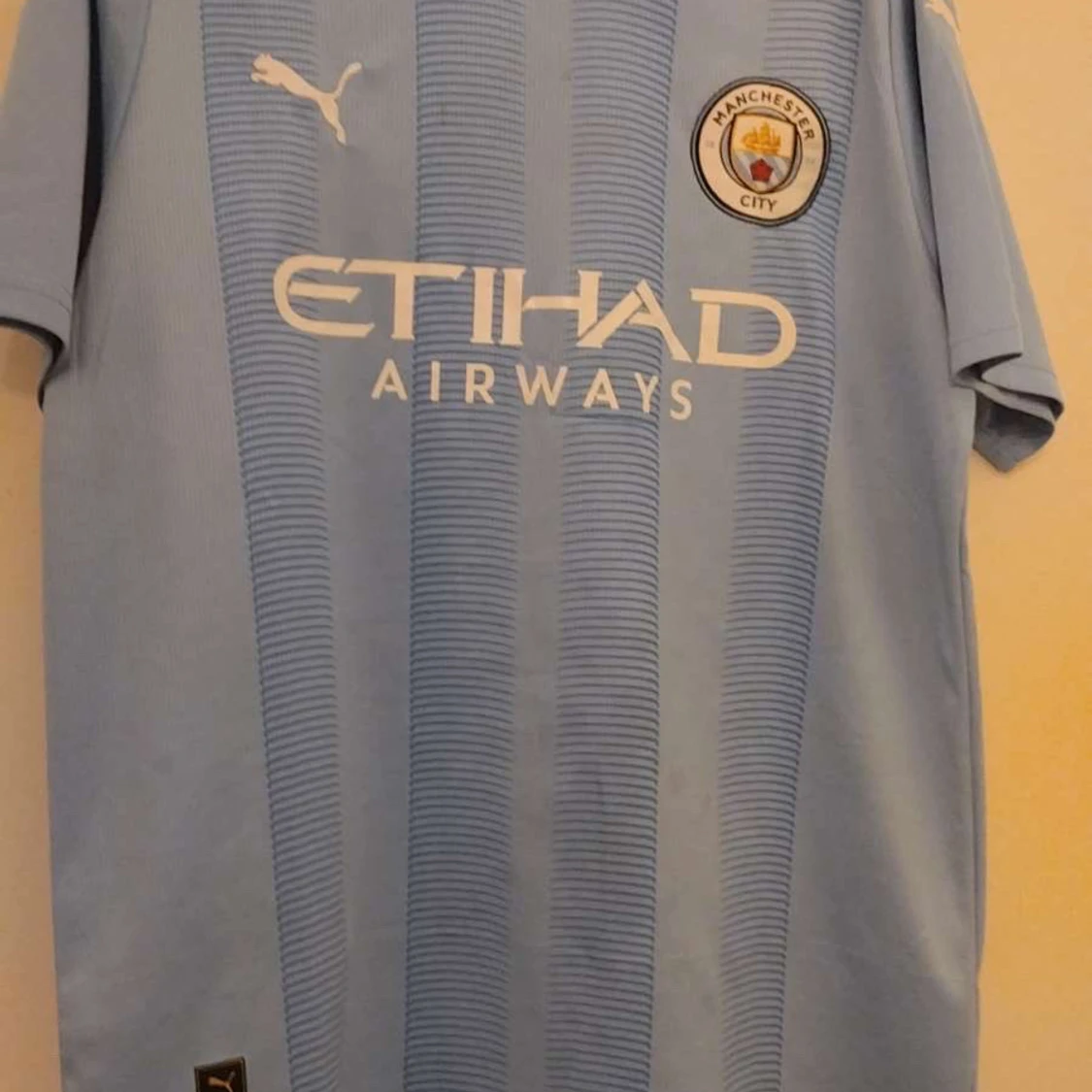 Ljusblå Manchester City fotbollströja