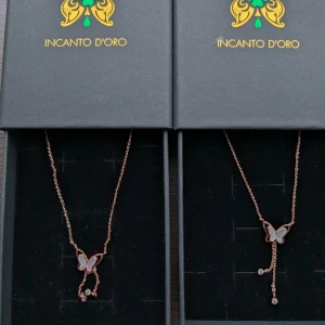 Fjäril halsband set (CD076) - Silver S925. Roseguld plätering.