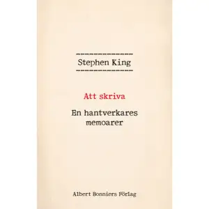 Stephen Kings Att skriva har sedan den utkom 2000 blivit en modern klassiker, lika älskad av läsare som av författare. Att skriva är både en självbiografi och handbok i skrivandets hantverk. King berättar om barndomen på 50- och 60-talet, om skolåren och om det tidiga intresset för skrivandet. Han ger också praktiska och underhållande tips till aspirerande författare med en mängd exempel från sina egna och andras texter.Nyöversättning av författaren Ola Larsmo, som även bidrar med ett nyskrivet efterord.    Format Inbunden   Omfång 299 sidor   Språk Svenska   Förlag Albert Bonniers Förlag   Utgivningsdatum 2017-05-16   Medverkande Ola Larsmo   Medverkande Miroslav Sokcic   ISBN 9789100169947  