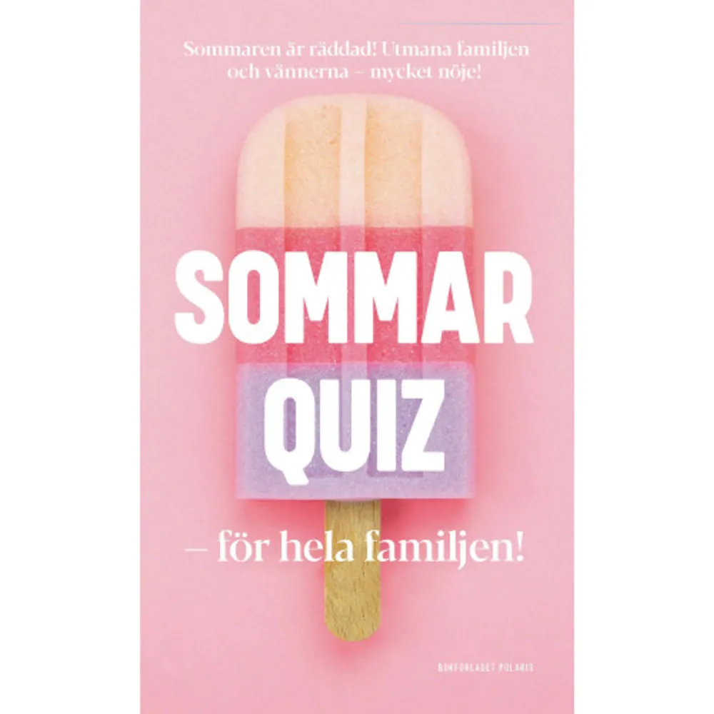 Är det dags att lägga undan skärmarna en stund? Här är det perfekta nöjet för hela familjen - ett rejält och roligt quiz i bokform, med frågor i olika svårighetsgrad. I Sommarquiz för hela familjen kan ni fundera över vad Kalle Ankas brorsöner dricker, vilken stad som egentligen är huvudstaden i Indien och vilket år det blev högertrafik i Sverige. Och mycket mer! Kategorierna rör sig om allt mellan politik och godsaker till litteratur och sommarhits. Den perfekta underhållningen för bilresor, lata dagar på stranden eller när regnet slår mot fönsterrutorna. Format Pocket Omfång 250 sidor Språk Svenska Förlag Bokförlaget Polaris Utgivningsdatum 2020-05-28 ISBN 9789177953180 . Böcker.