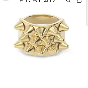 Guldfärgad ring med nitar från Edblad - Snygg ring ifrån Edblad! Ringen är i mycket bra skick och kommer i originalförpackning. Orginalpris: 399kr. Storlek M, 17,55.