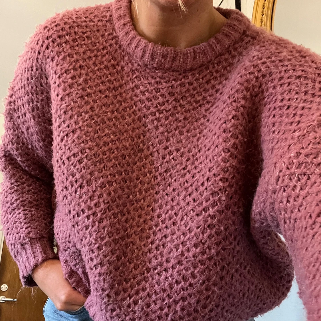 Gammalrosa stickad  - 90