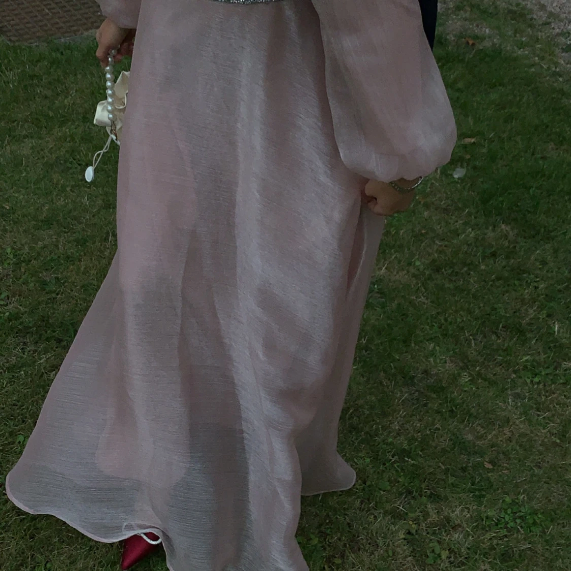 Esma Blush Pink Shimmering Belted Gown - 90