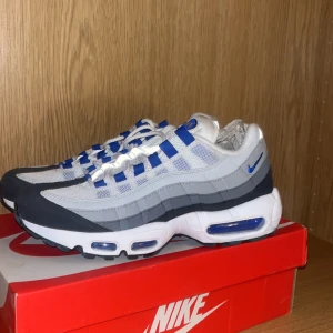 Nike Air Max 95 i grå och blå (Helt nya) - Aldrig använda, kvitto finns. Skriv gärna vid andra funderingar!