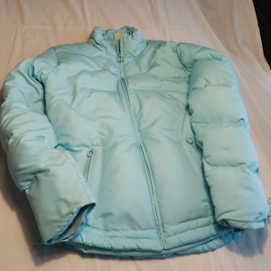Ljusblå dunjacka från Adidas - Säljer en ljusblå dunjacka från Adidas. Jackan har en dragkedja framtill och långa ärmar. Perfekt för kyligare dagar med sin pufferdesign som håller värmen. Adidas-loggan syns diskret på bröstet. Ett måste för garderoben!