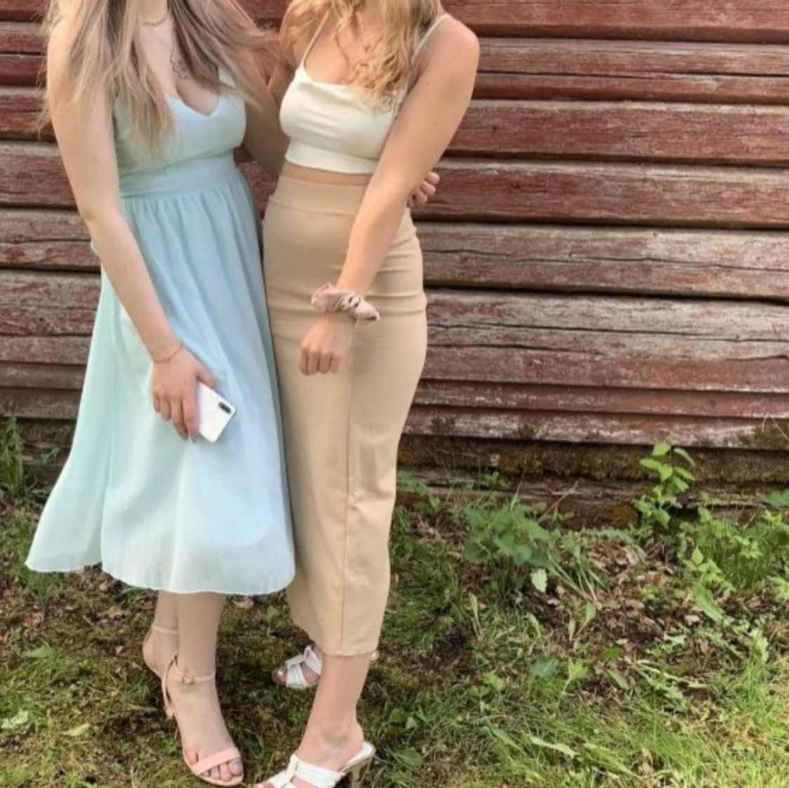 Beige långkjol med slits - 3