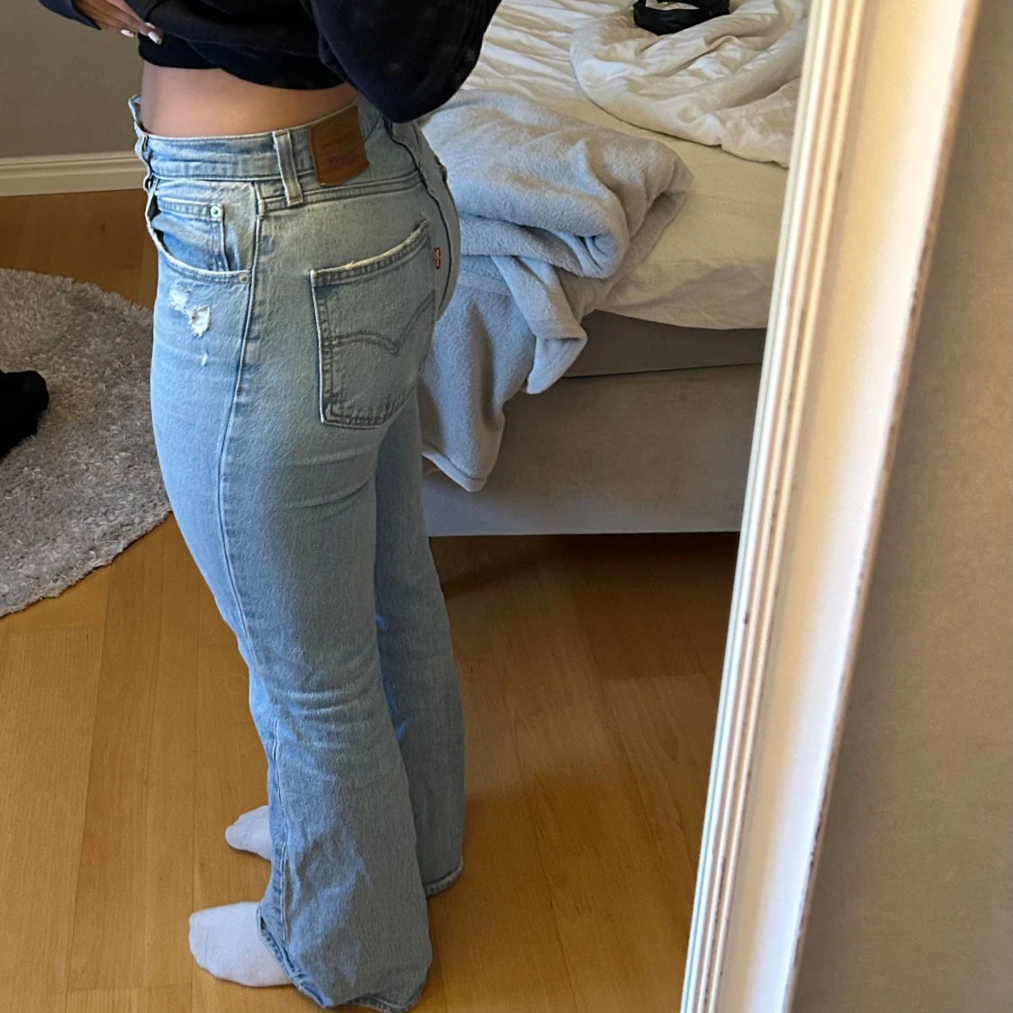 Ljusblå bootcut jeans - 2