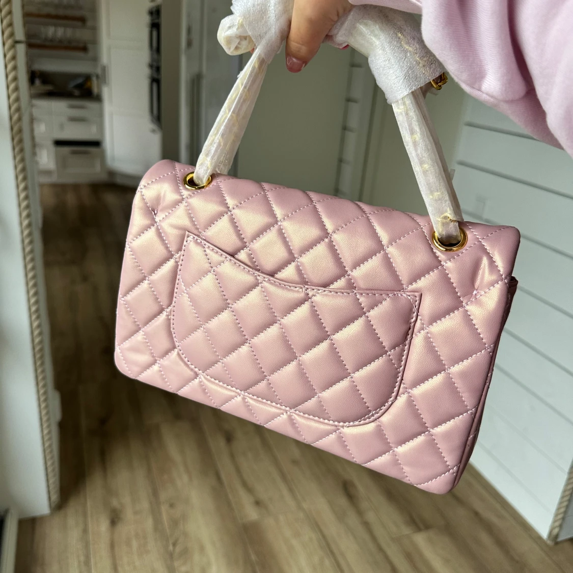Rosa quiltad axelväska - 2
