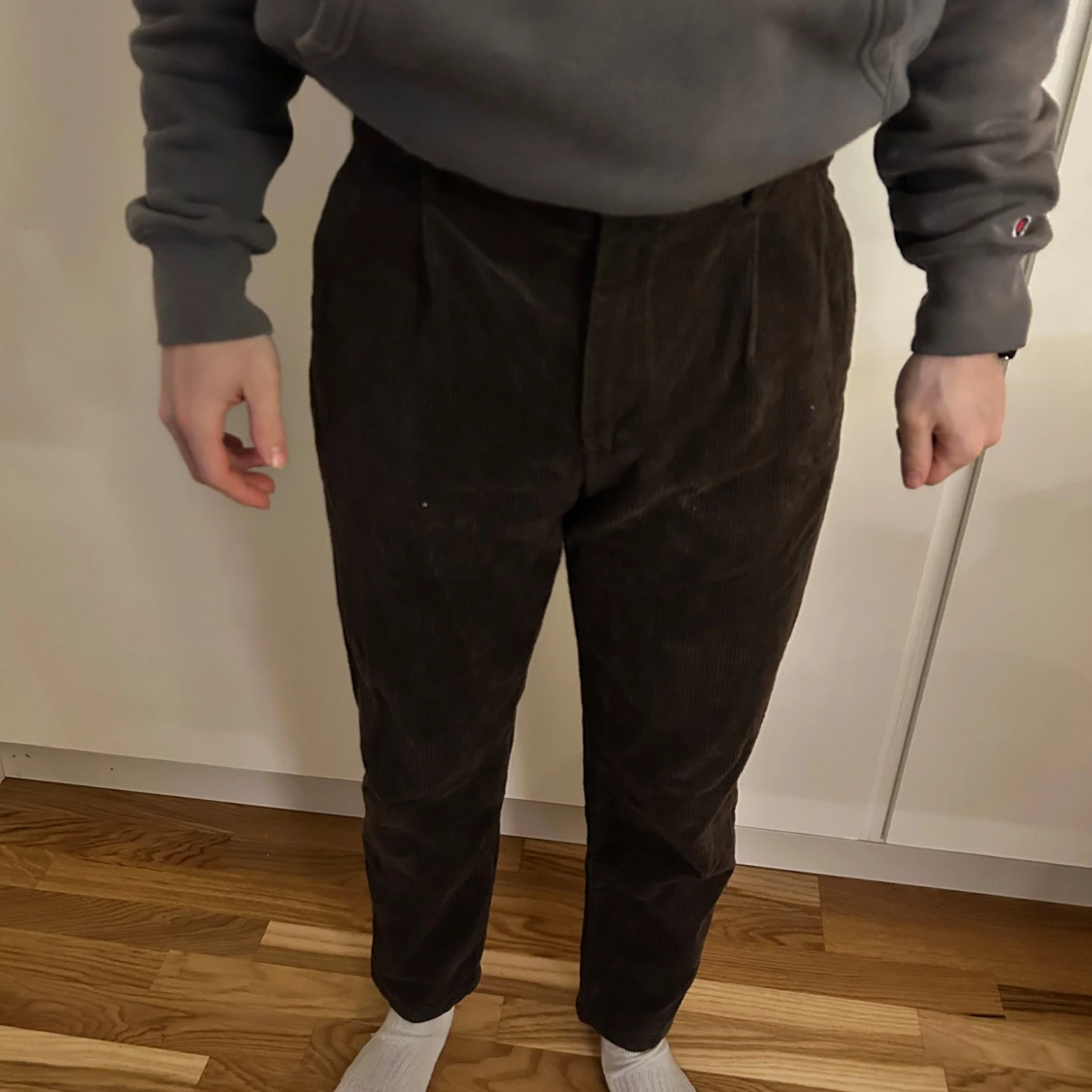 Bruna manchesterbyxor - 90