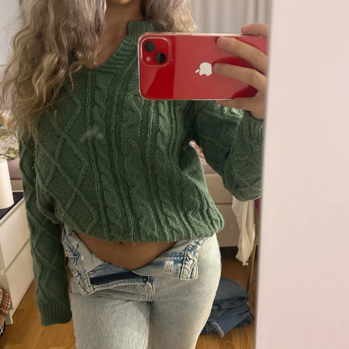Grön stickad tröja - 91