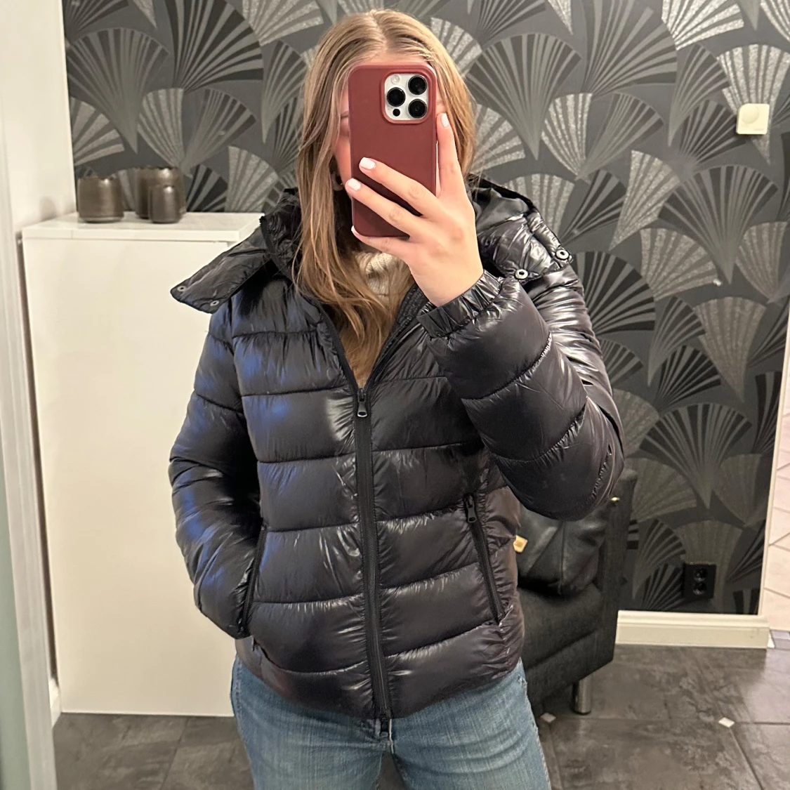 Svart pufferjacka - 90