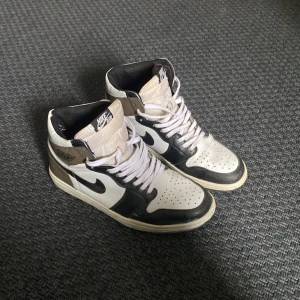 Jordan 1 hight moca  - Säljer mina Jordan 1 hight moca som har sett lite bättre dar. Skorna är u storlek 42/43. Annars feta dojor. Under sulan är lite sliten. Hör av er. Posta inom 2 dar