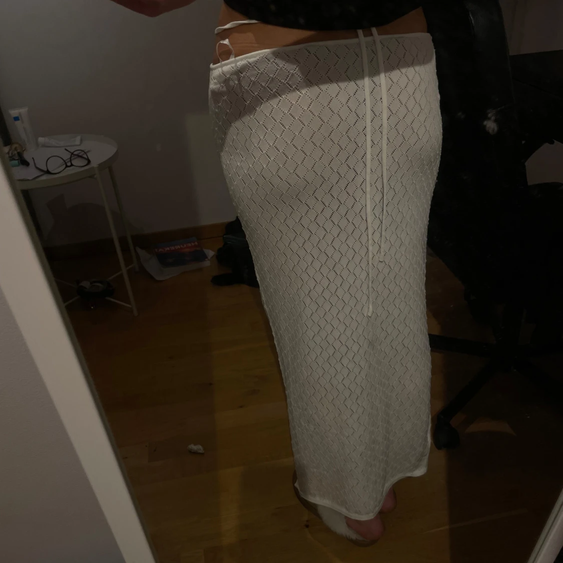 Vit långkjol med knytband - 1