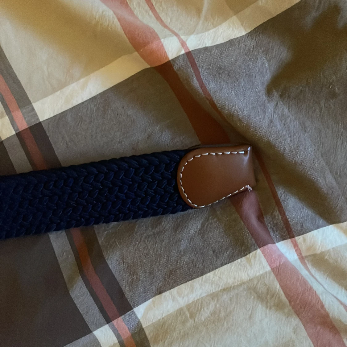 Blått flätat bälte med bruna detaljer - 3