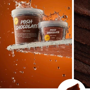 Posh Chocolate Body Scrub - Så god kroppsskrubb med chokladdoft från Lush, 290g. Typ allt kvar, kan skicka fler bilder 