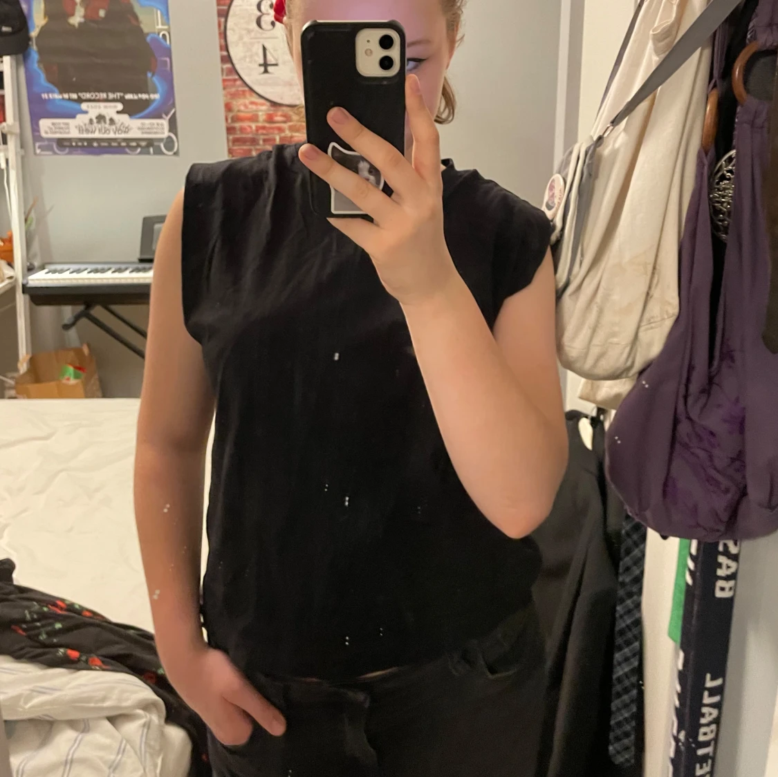 Svart ärmlös topp - 91