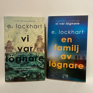 ”Vi var lögnare” och ”En familj av lögnare” - ”Vi var lögnare” (del 1) och ”En familj av lögnare” (del 2) skrivna av E. Lockhart. Båda böckerna är på svenska, i mycket bra skick och i formatet liten pocket💕 Böckerna är köpta 110kr/st, men tar för 30kr/st - exklusive frakt💙