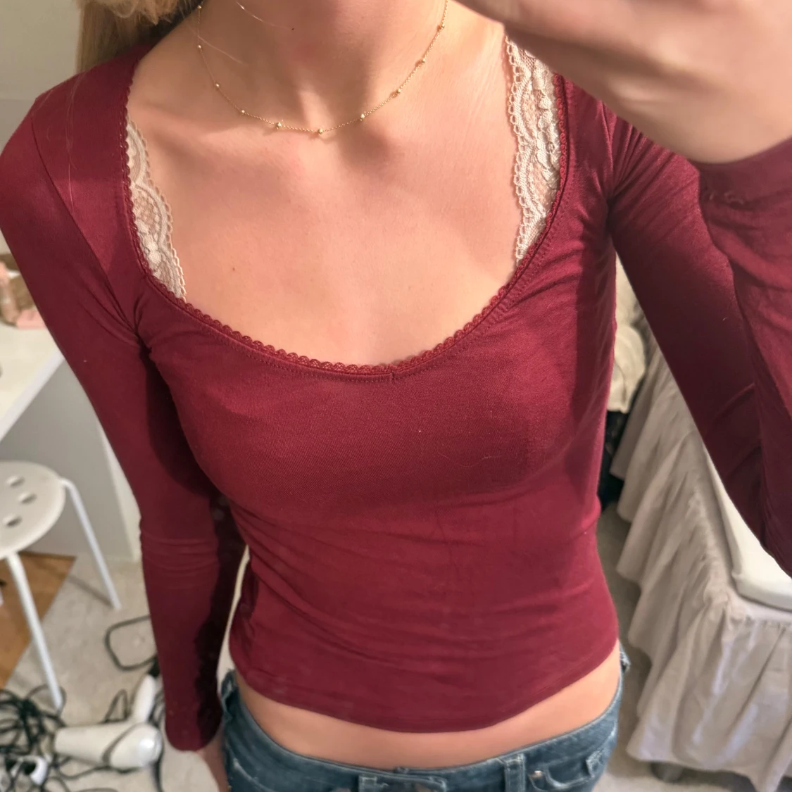Vinröd långärmad topp - 2
