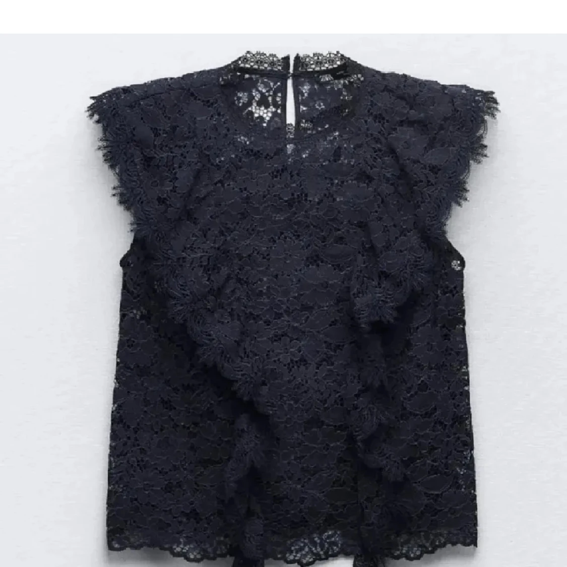 Marinblå spets blus 