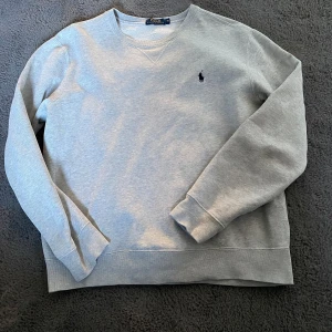 Grå sweatshirt från Ralph Lauren - Snygg grå sweatshirt från Ralph Lauren med broderad logga på bröstet. Tröjan har långa ärmar och en klassisk rund halsringning. Perfekt för en avslappnad stil.