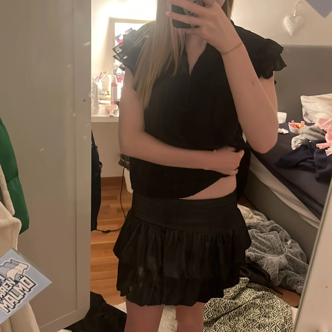 Svart volangkjol - 90