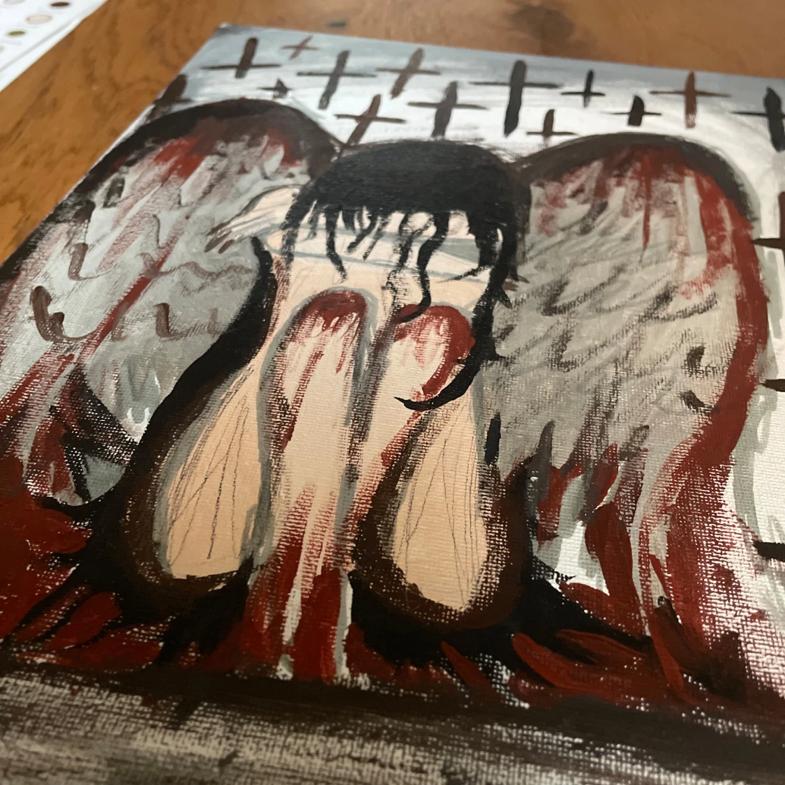 Målning av ängel med korsmotiv - 92