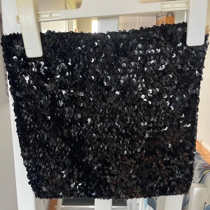 Svart paljett tubtopp - Snygg svart tubtopp täckt med glittrande paljetter. Perfekt för en utekväll eller fest. Toppen är ärmlös och har en tight passform som framhäver figuren. 