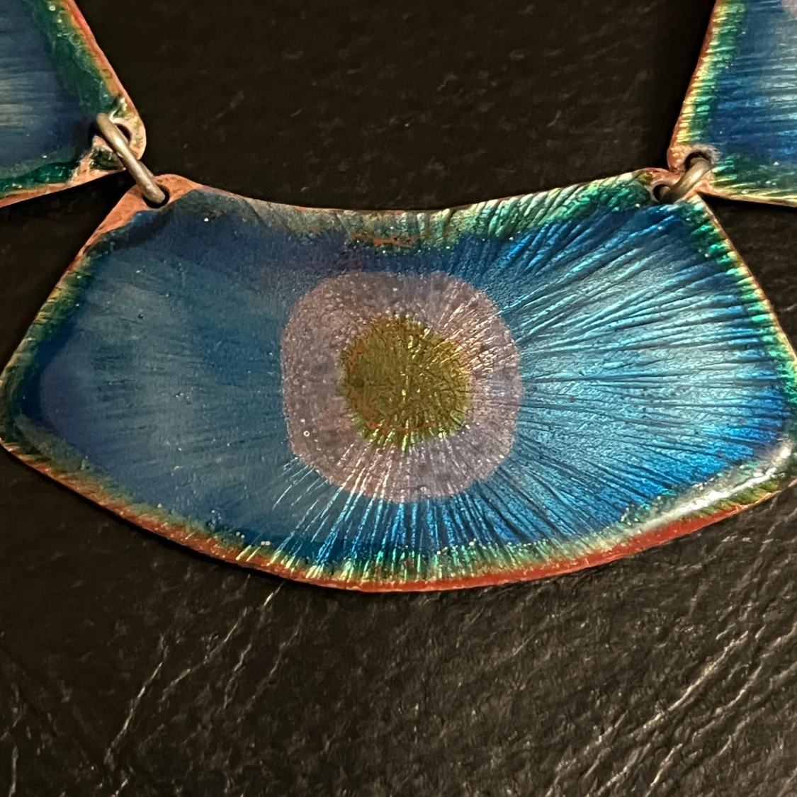 Vintage Unikt blått halsband med abstrakt design - 2