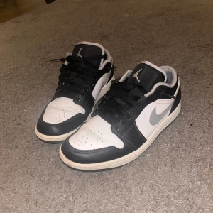 Nike Air Jordans i svart och vit - Snygga Nike Air Jordans i svart och vit med klassisk design. Skorna har en låg profil och är utrustade med snörning för en säker passform. Perfekta för både vardag och sport.