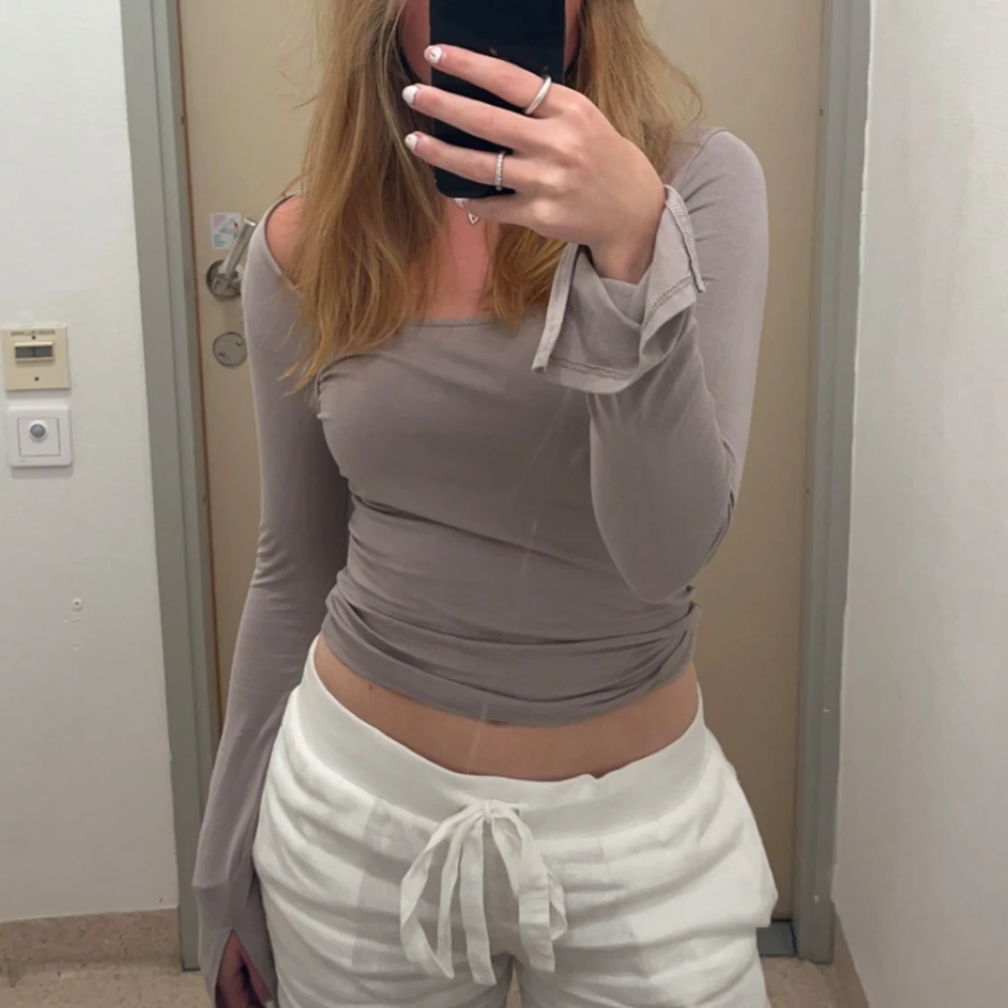 Beige långärmad topp - 90