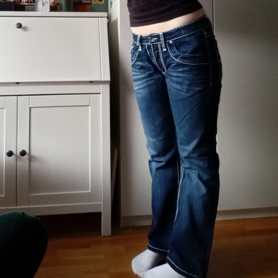 Blå contastitch jeans - 91