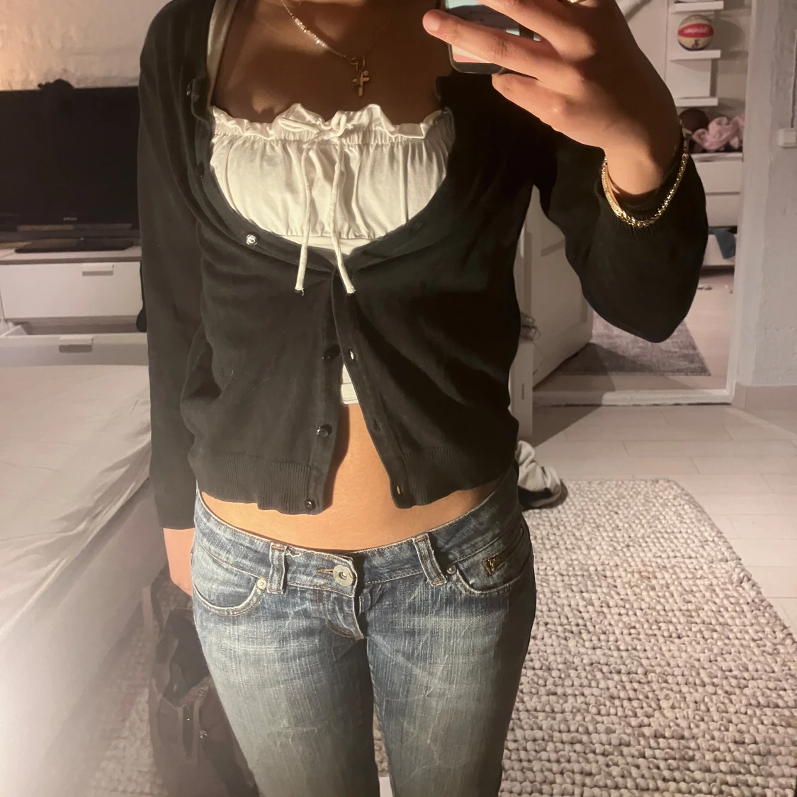 Svart kofta med knappar - 90