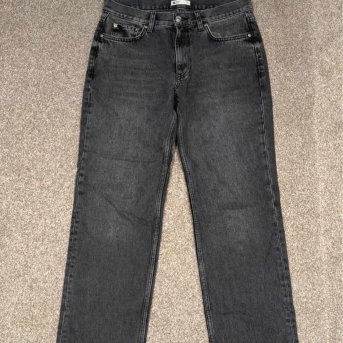 Grå lågmidjade jeans - 90