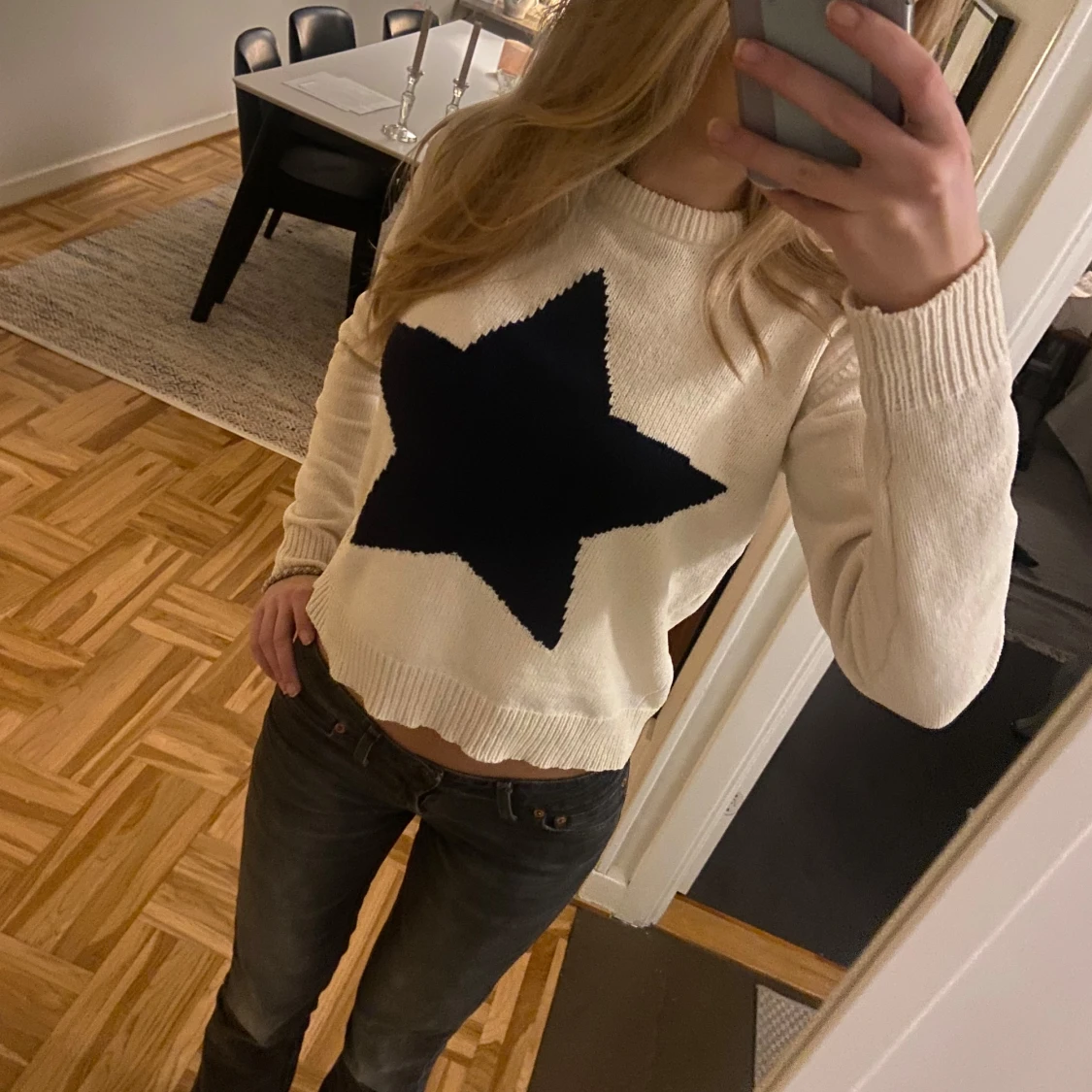 Vit stickad tröja med stjärna från Nelly - 90