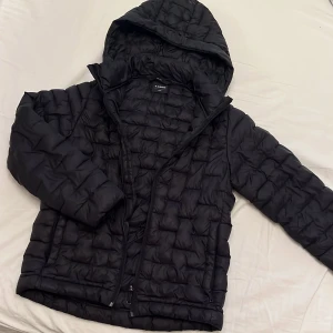 Svart dunjacka från Everest - Säljer en svart dunjacka från Everest i storlek 146/152. Jackan har en löstagbar huva och dragkedja framtill. Fickor framtil med dragkedja. Nyskick, inga märken eller skador vad jag kan se. 