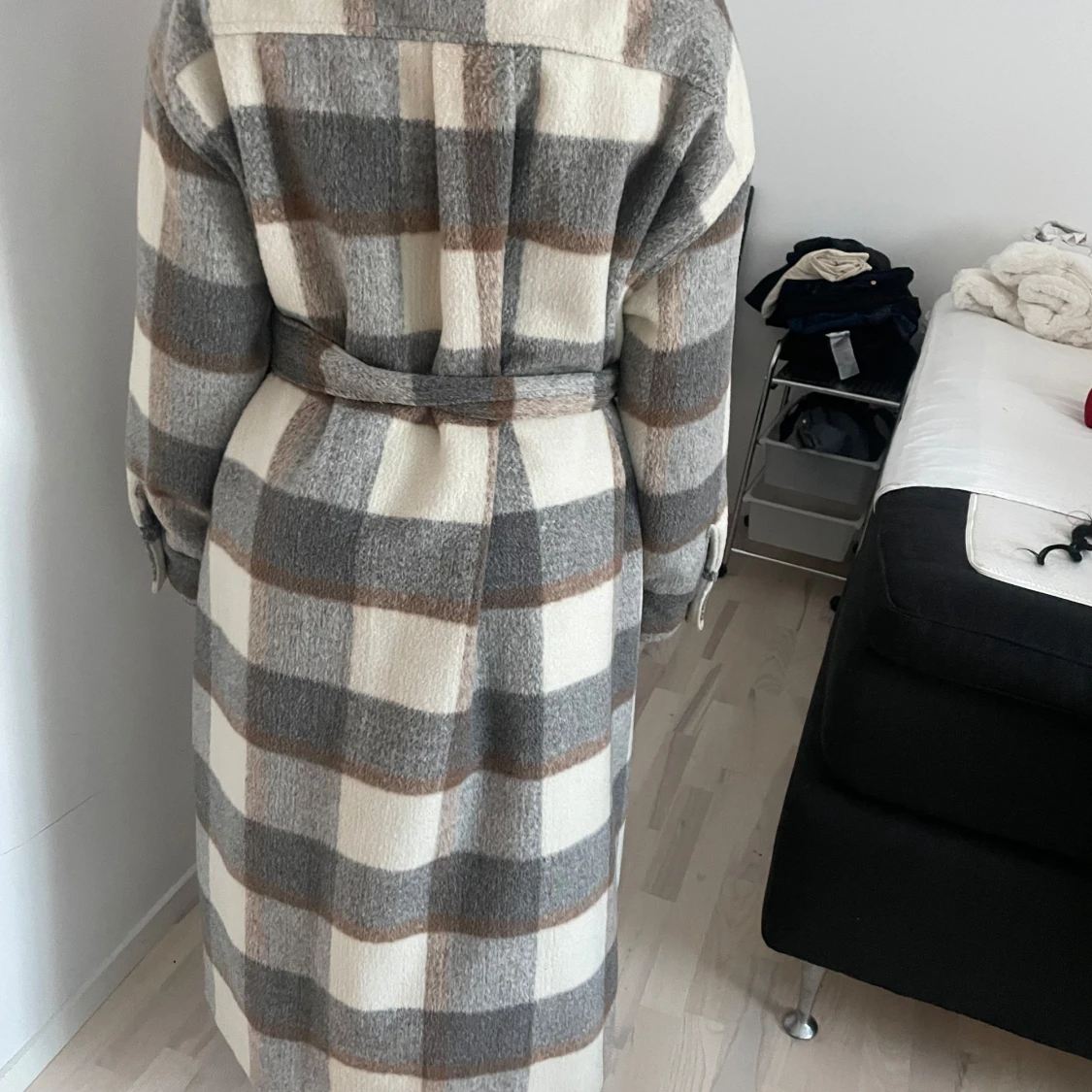 Rutig kappa med bälte - 91