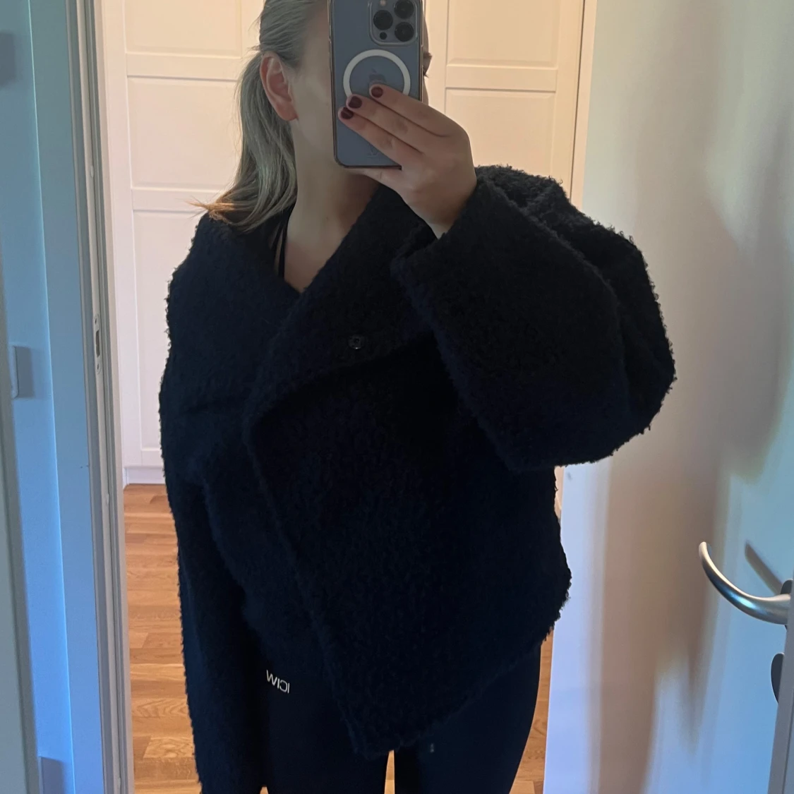 Marinblå teddyjacka - 90