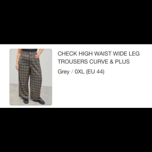 Grå rutiga byxor - Snygga grå rutiga byxor i storlek 0XL (EU 44) med hög midja. Perfekta för en stilren look, oavsett om det är till jobbet eller en dag på stan. De har en klassisk passform som är både bekväm och trendig.