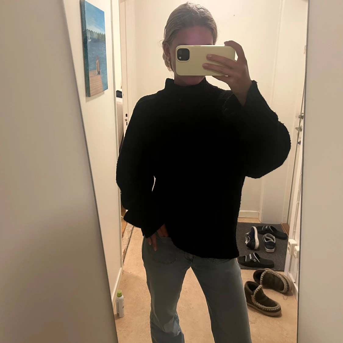 Svart stickad tröja - 90